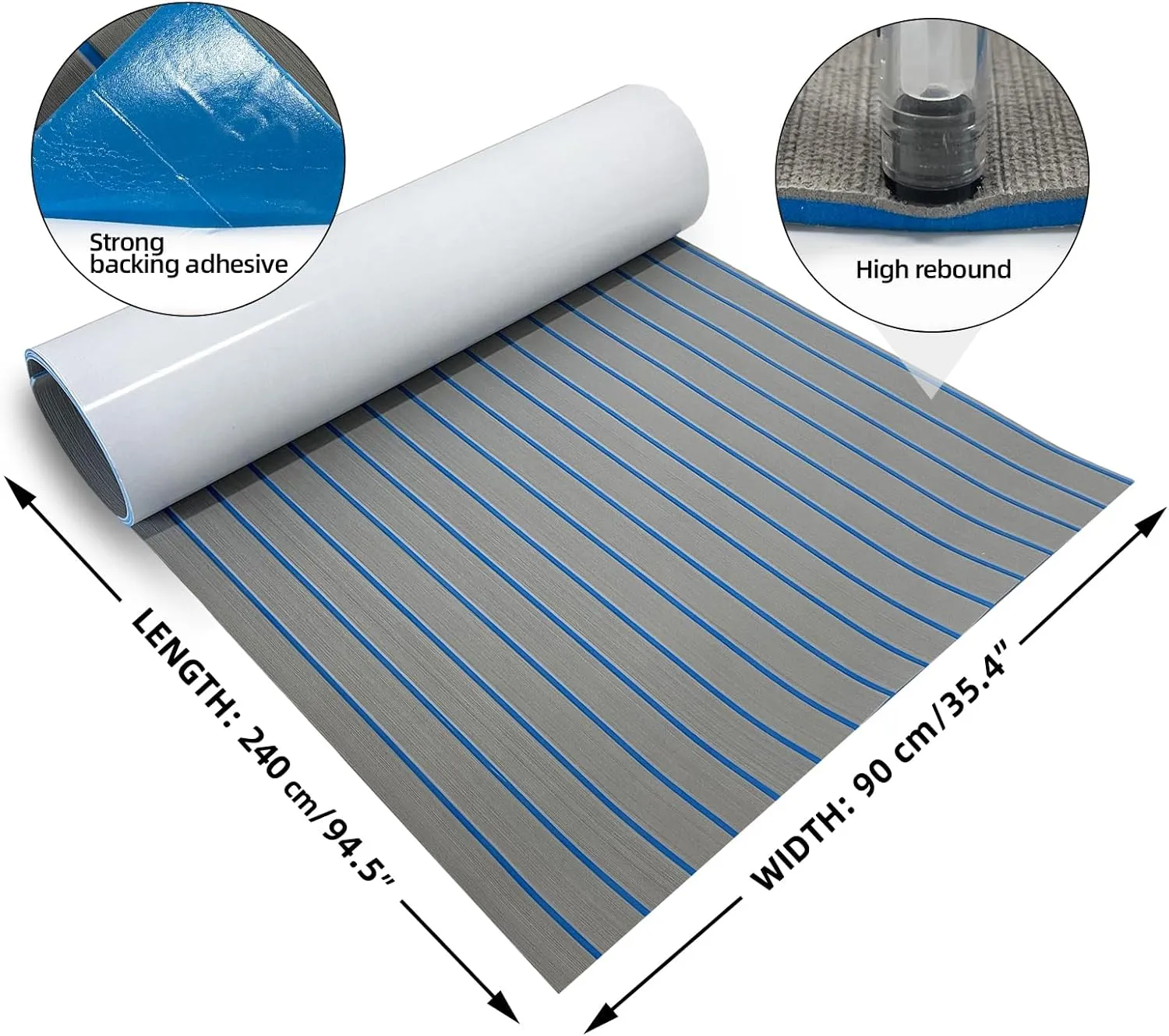 LUBEMIDA EVA Foam Boat Flooring Sheet Marine Faux Teak Decking Carpet for Yacht Floor,94.5"x35.4" Adhesive and Bevelled Edge