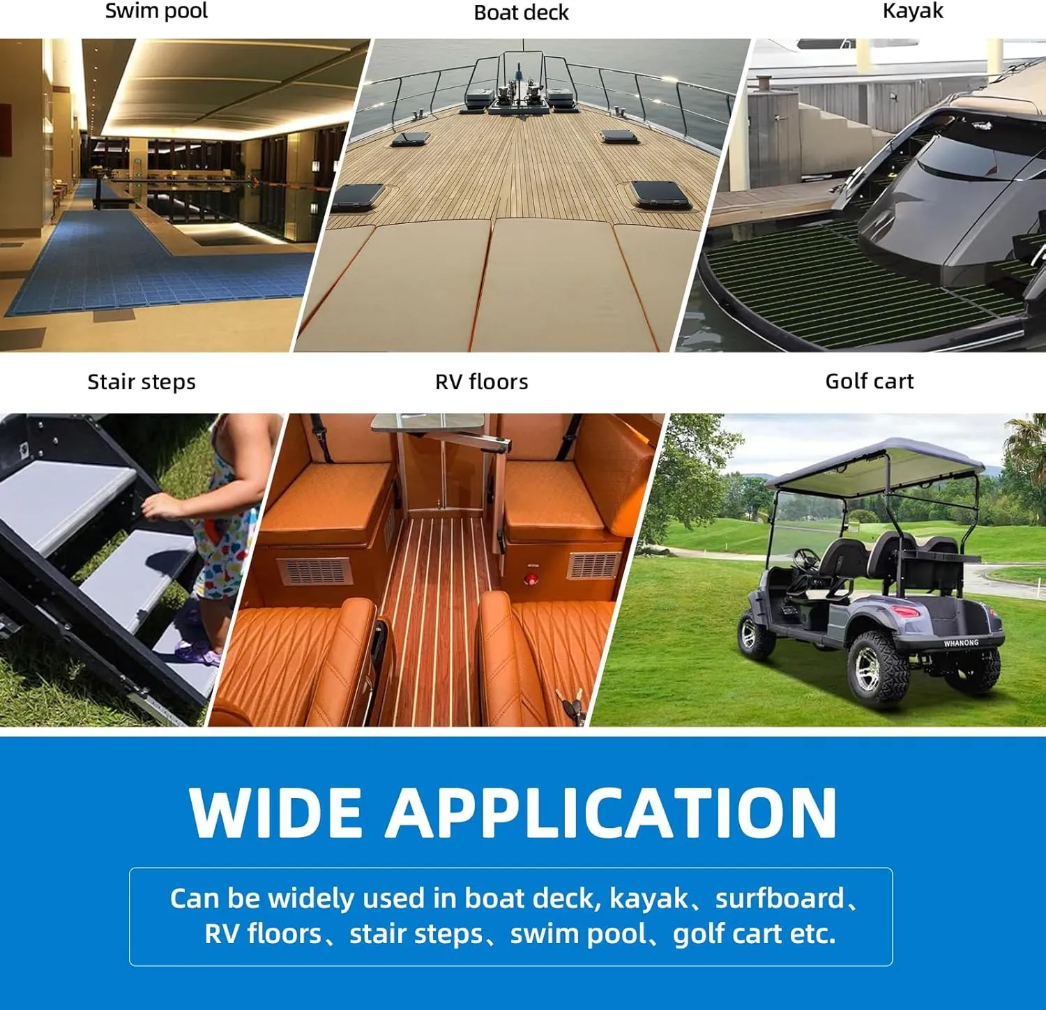 LUBEMIDA EVA Foam Boat Flooring Sheet Marine Faux Teak Decking Carpet for Yacht Floor,94.5"x35.4" Adhesive and Bevelled Edge