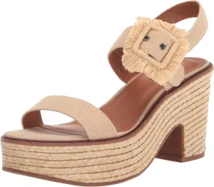 Lucky Brand Women's Yidris Espadrille Platform Sandal Heeled, Dark Natural, 9.5