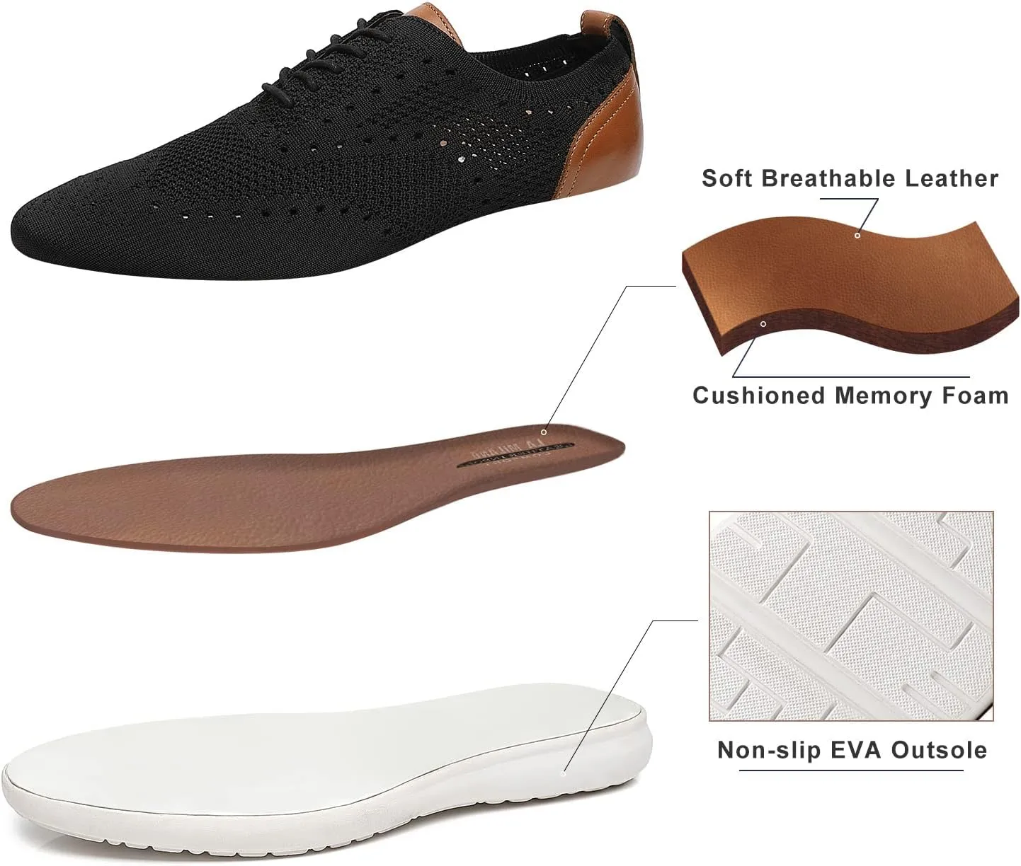 Mens Cap Toe Oxford Leather Lace Up Classic Comfortable Modern Formal Business Dress Shoes for Men