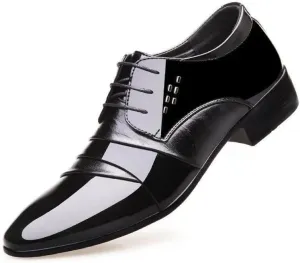 Men's Classic Patent Lace-up Formal Oxford Shoes Vintage Leather Lace Up Platform Derby Shoe for Men(9)