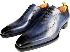 Men's Dress Italian Shoes Oxford Upright Design Premium Leather Made in Italy