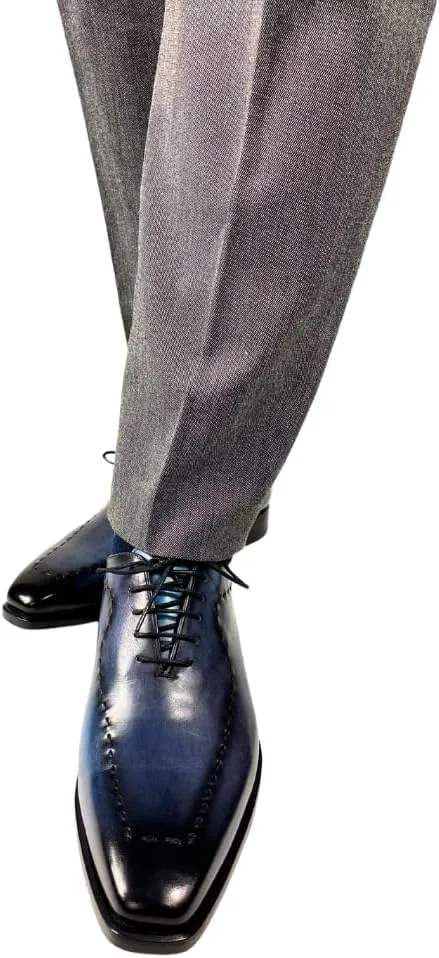 Men's Dress Italian Shoes Oxford Upright Design Premium Leather Made in Italy