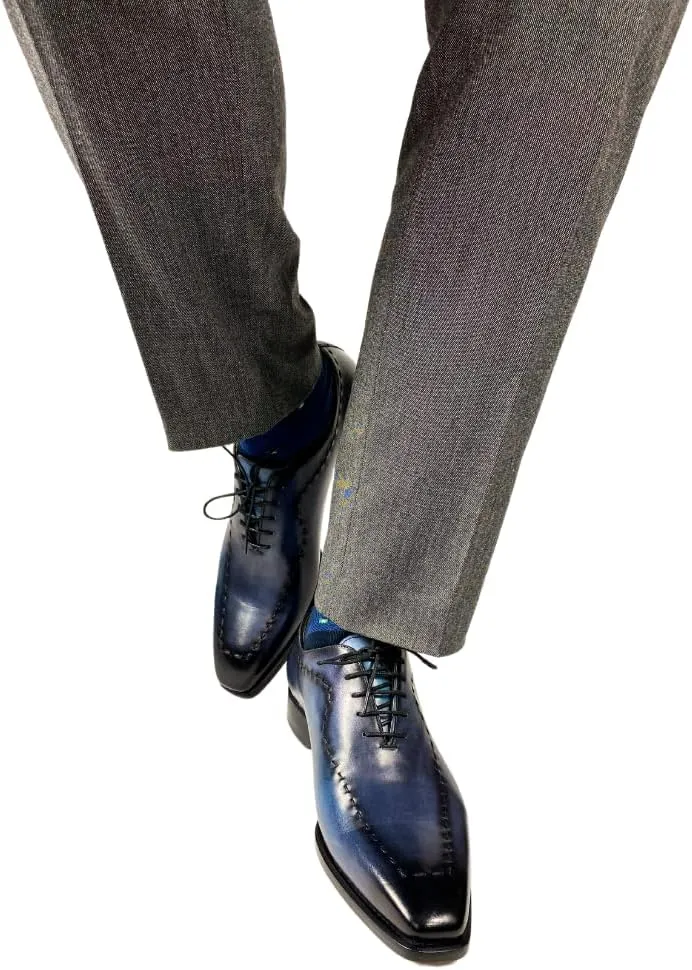 Men's Dress Italian Shoes Oxford Upright Design Premium Leather Made in Italy