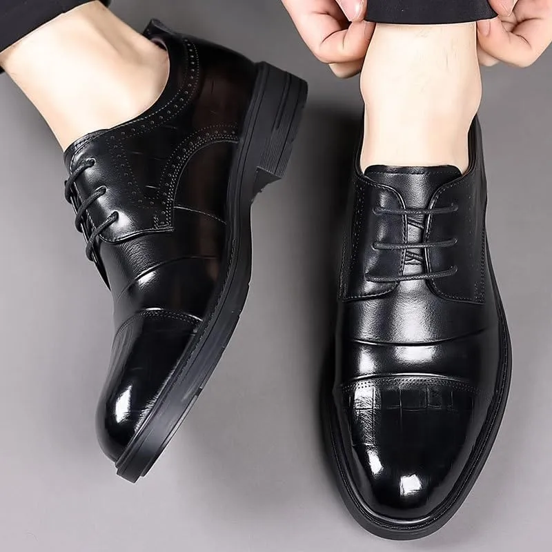 Men's Fashion Genuine Leather Wingtip Dress Oxford Shoes
