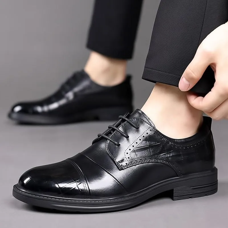 Men's Fashion Genuine Leather Wingtip Dress Oxford Shoes