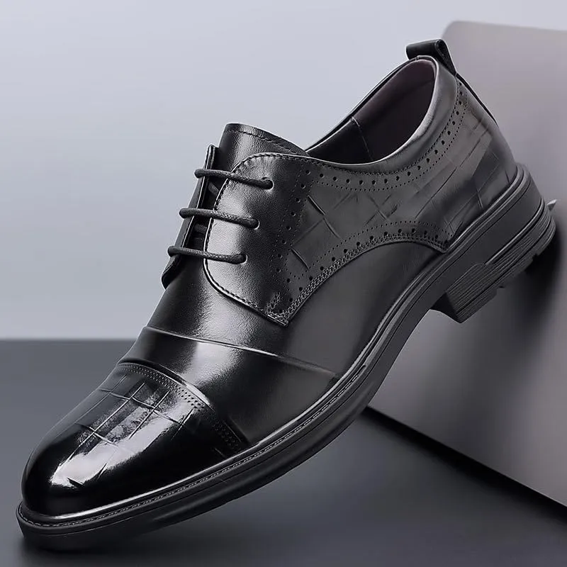 Men's Fashion Genuine Leather Wingtip Dress Oxford Shoes