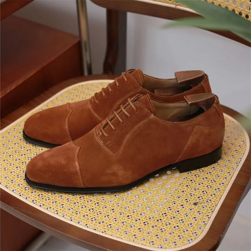Men's Lightweight Wingtip Oxford Business Shoes Cushioned Insole Comfortable Breathable Casual Shoes Suede Leather Synthetic Rubber Sole Wedding Shoes