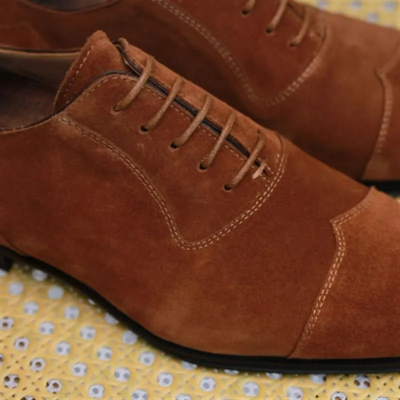 Men's Lightweight Wingtip Oxford Business Shoes Cushioned Insole Comfortable Breathable Casual Shoes Suede Leather Synthetic Rubber Sole Wedding Shoes