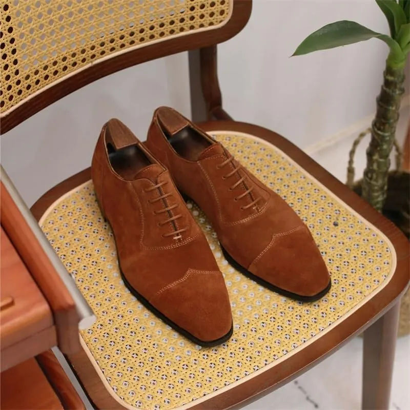 Men's Lightweight Wingtip Oxford Business Shoes Cushioned Insole Comfortable Breathable Casual Shoes Suede Leather Synthetic Rubber Sole Wedding Shoes