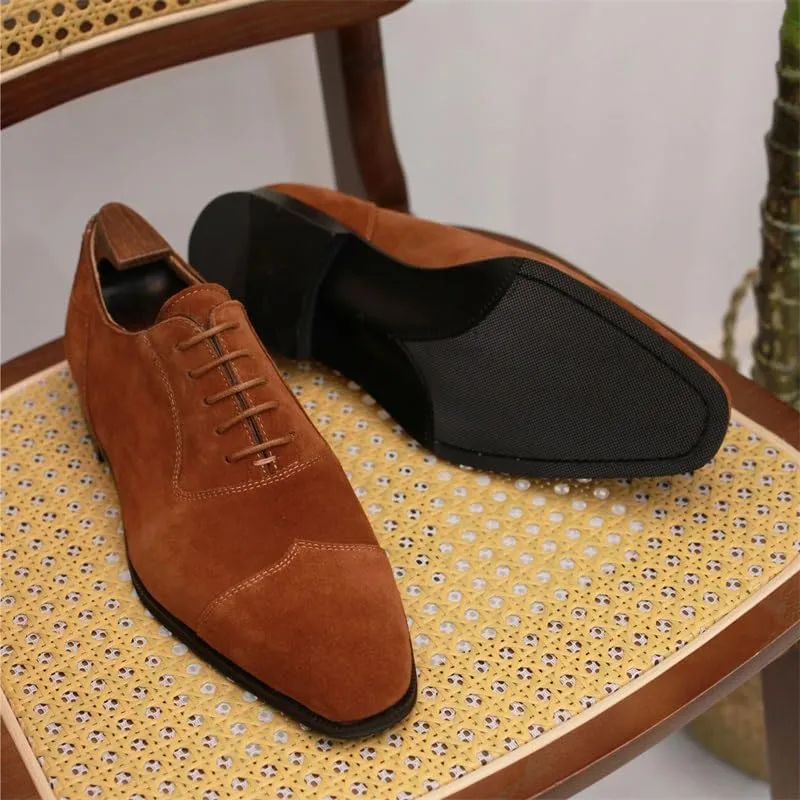 Men's Lightweight Wingtip Oxford Business Shoes Cushioned Insole Comfortable Breathable Casual Shoes Suede Leather Synthetic Rubber Sole Wedding Shoes