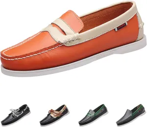 Men's Loafers Slip-on Leather Casual Shoes,Fashion Lightweight Comfort Non-Slip Driving Walking Moccasin Boat Penny