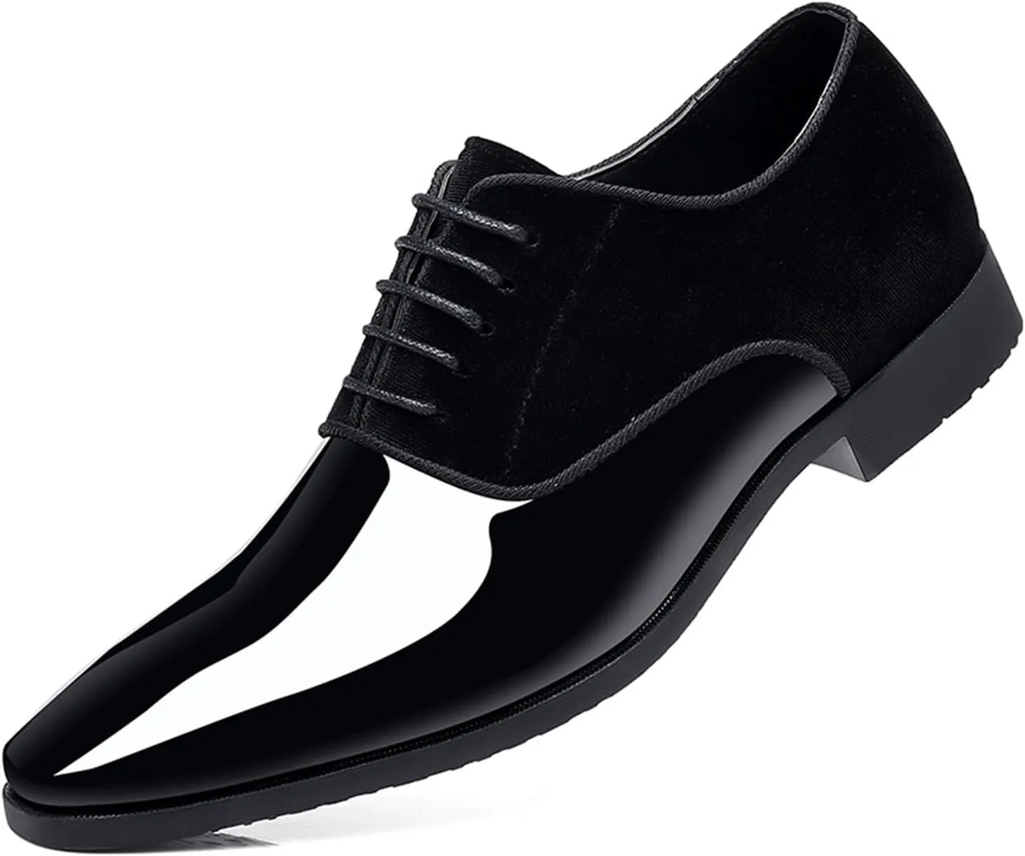 Men's Vintage High Gloss Dress Shoes Patent Leather Suede Oxford Formal Business Suit Tuxedo Shoes