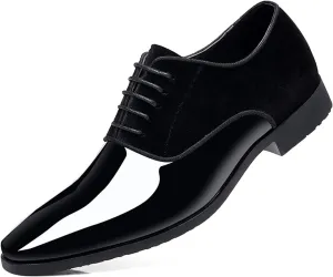 Men's Vintage High Gloss Dress Shoes Patent Leather Suede Oxford Formal Business Suit Tuxedo Shoes