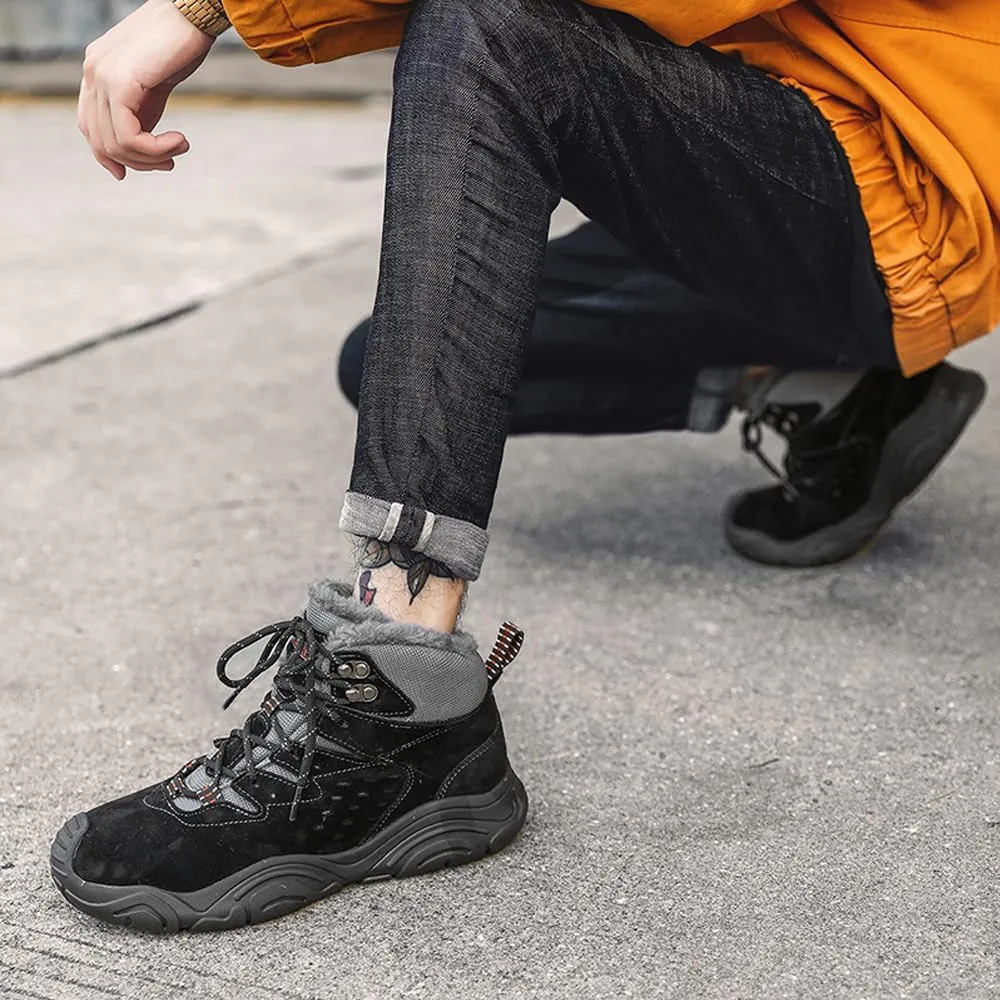 Men's Warm Snow Boots for Hiking: Comfort Ankle Boots for Work - Anti Slip Outdoor Trekking Boot for Men