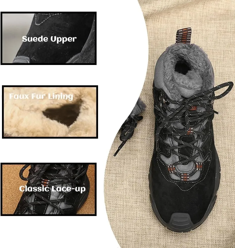 Men's Warm Snow Boots for Hiking: Comfort Ankle Boots for Work - Anti Slip Outdoor Trekking Boot for Men
