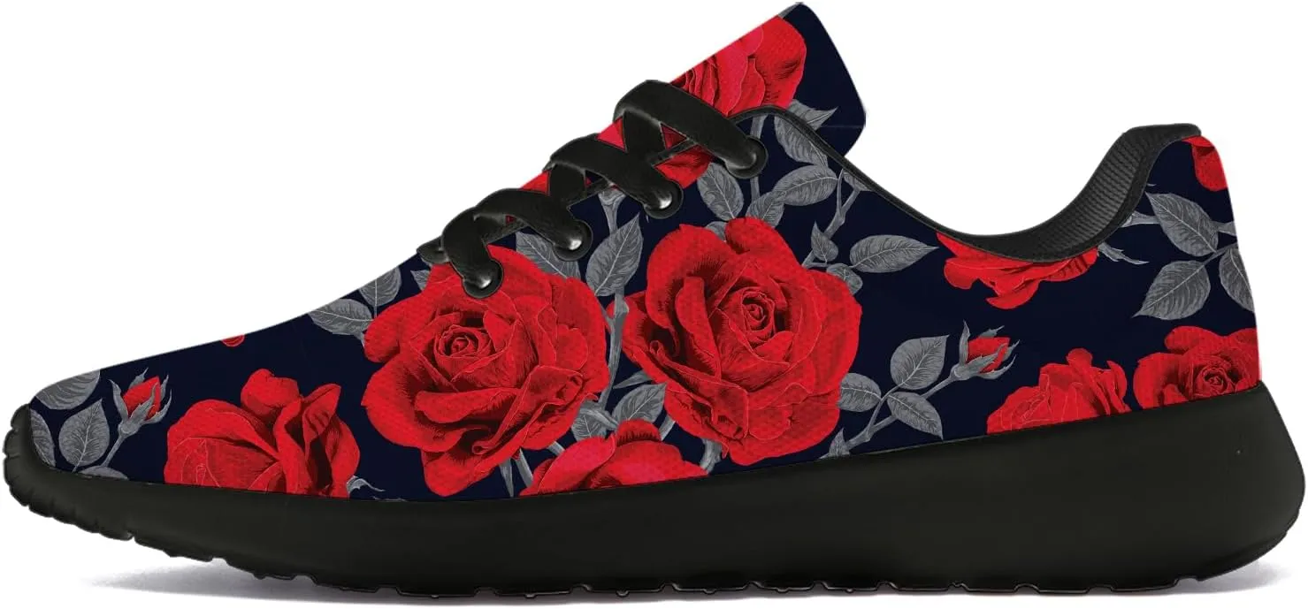 Mens Womens Rose Shoes Lightweight Running Tennis Gym Athletic Shoes Walking Sneakers Gifts for Him Her