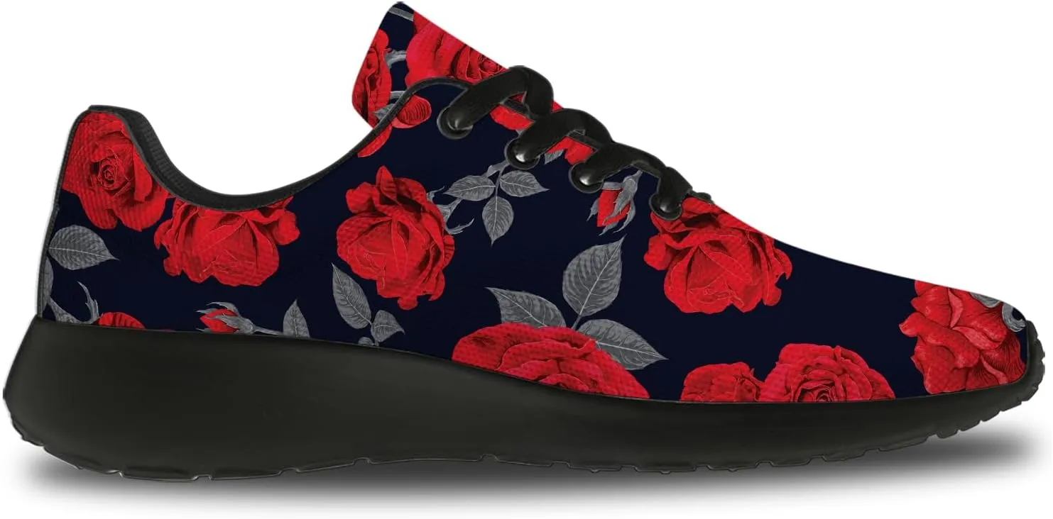 Mens Womens Rose Shoes Lightweight Running Tennis Gym Athletic Shoes Walking Sneakers Gifts for Him Her