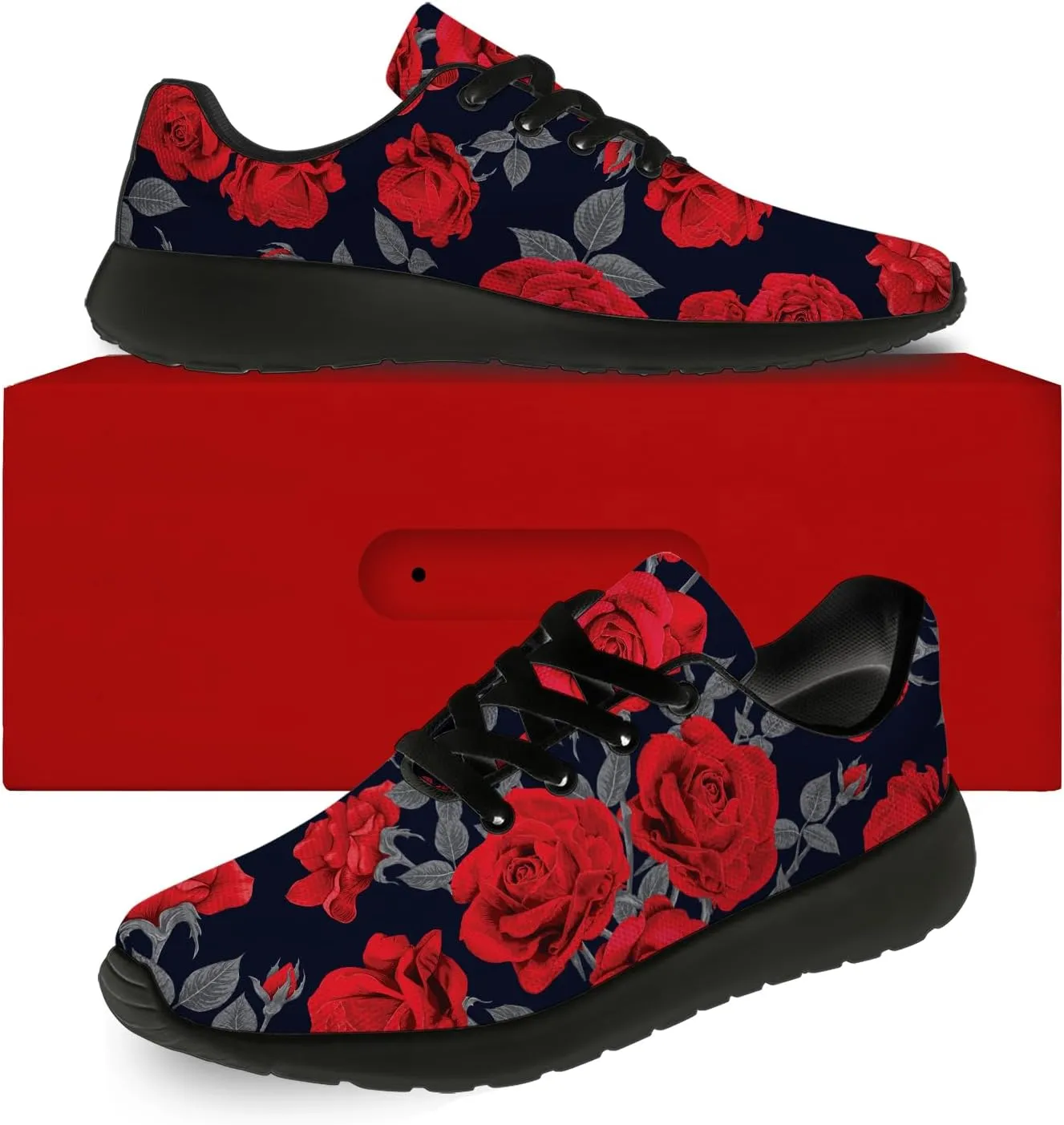 Mens Womens Rose Shoes Lightweight Running Tennis Gym Athletic Shoes Walking Sneakers Gifts for Him Her