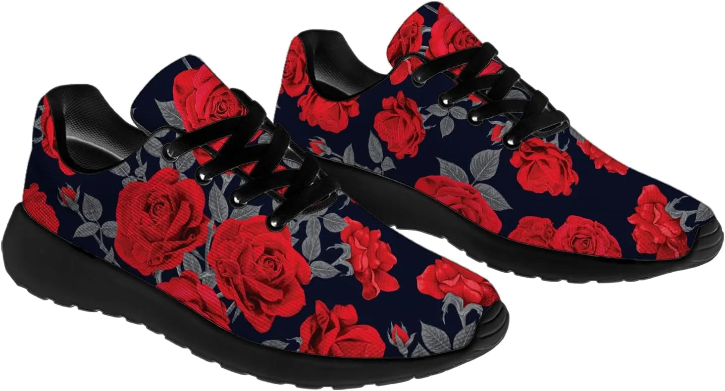 Mens Womens Rose Shoes Lightweight Running Tennis Gym Athletic Shoes Walking Sneakers Gifts for Him Her