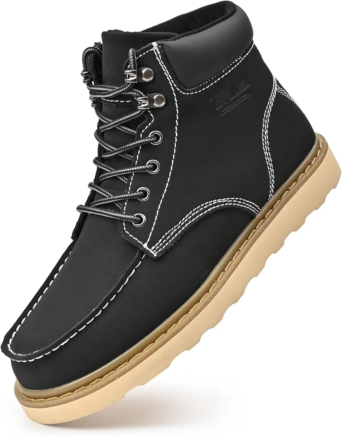 MENS Work Boot High-tops Slip Resistant Protective Leather Shoes Outdoor Sports Fluffing Warm Shoes In Winter Cotton-padded Shose.