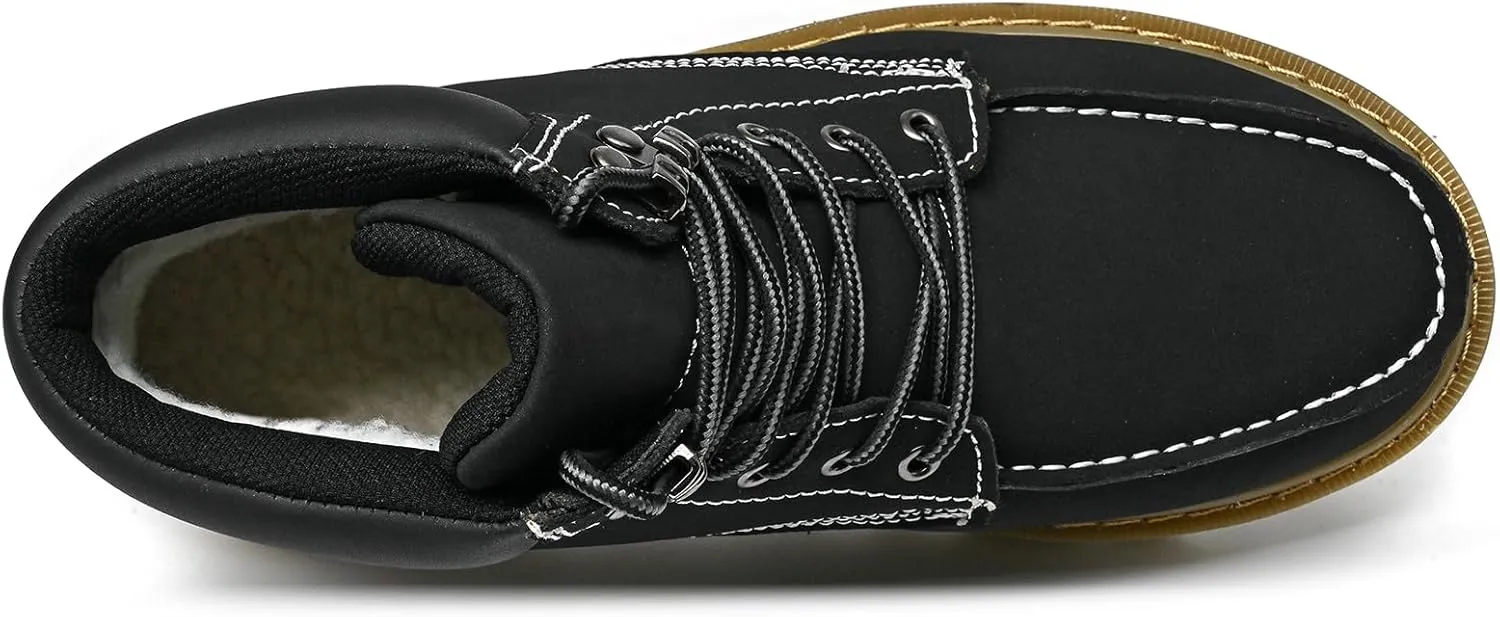 MENS Work Boot High-tops Slip Resistant Protective Leather Shoes Outdoor Sports Fluffing Warm Shoes In Winter Cotton-padded Shose.