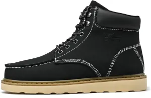 MENS Work Boot High-tops Slip Resistant Protective Leather Shoes Outdoor Sports Fluffing Warm Shoes In Winter Cotton-padded Shose.