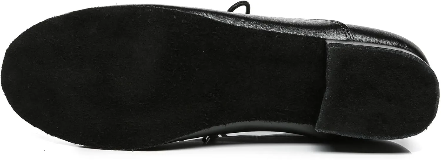 Minishion Dancing Shoes for Men 1" Standard Heel Leather Ballroom Dance Shoes