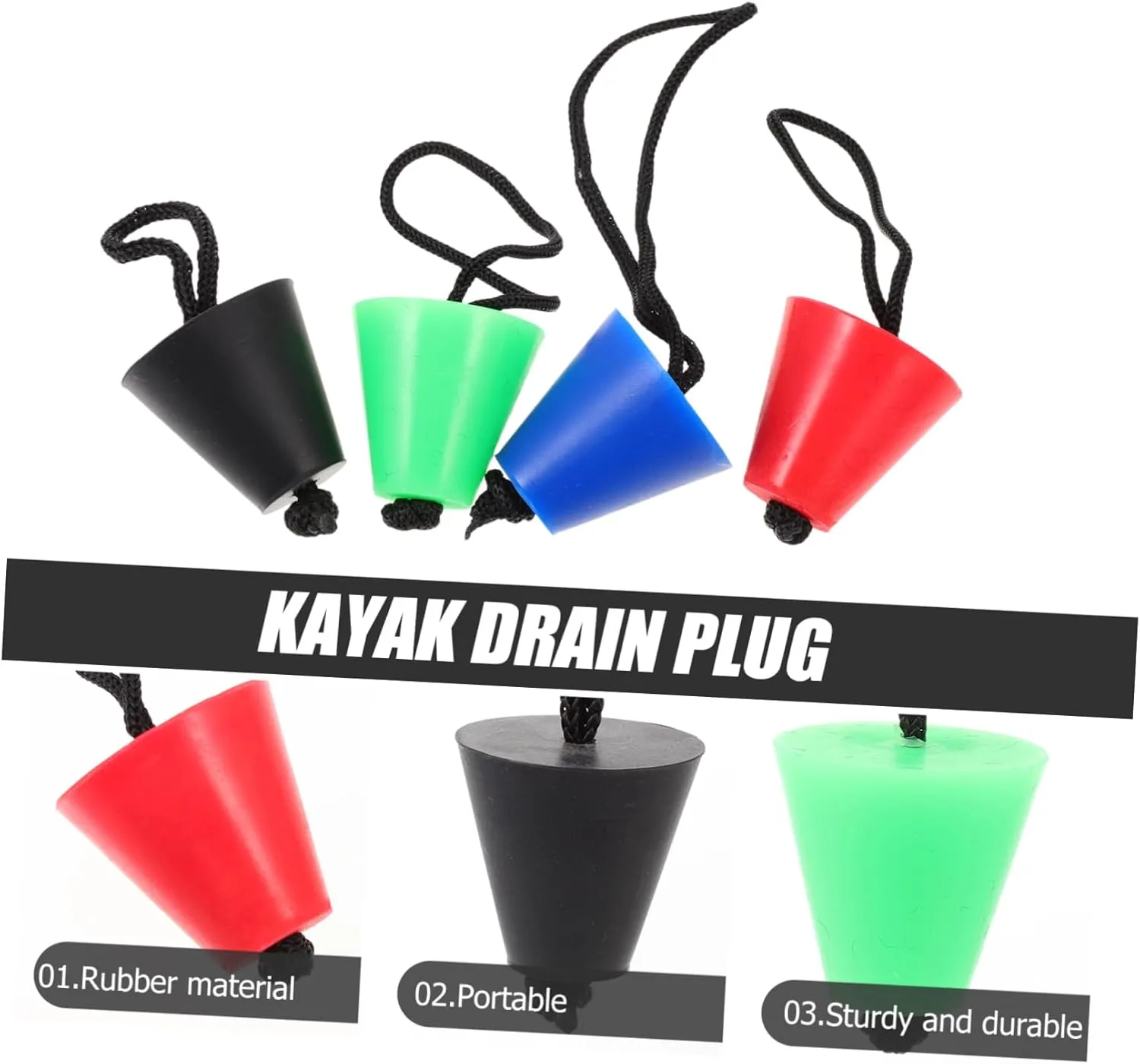 Mipcase Rubber Waterproof Plug Kayak Roof Rack Lanyard Bung Operated Paddle Drain Boat Boarding Handle Gear