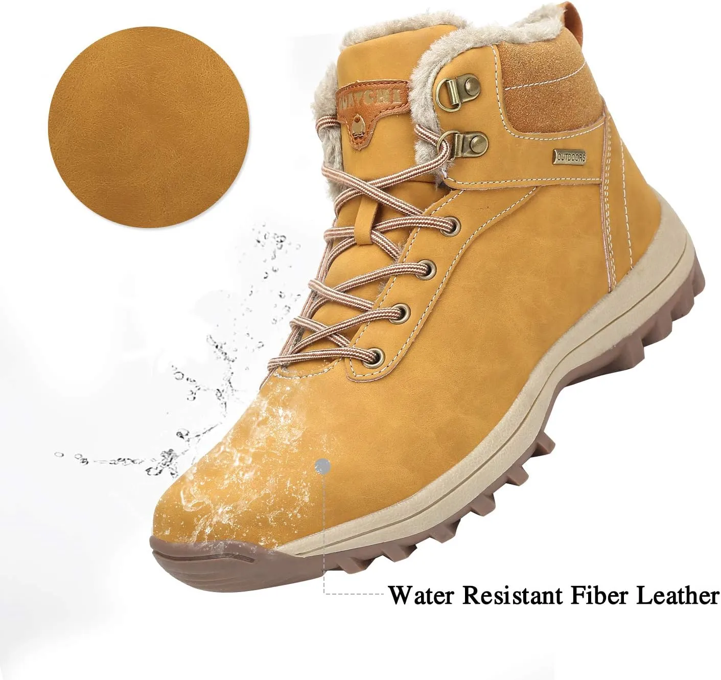Mishansha Men Women Winter Snow Boots Warm Ankle Anti-Slip Water Resistant Hiking Trekking Walking