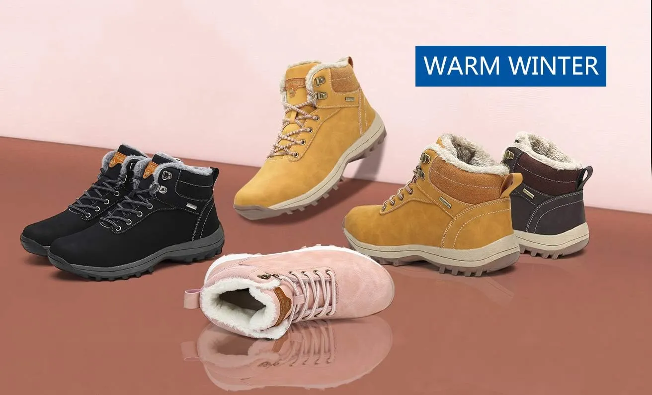 Mishansha Men Women Winter Snow Boots Warm Ankle Anti-Slip Water Resistant Hiking Trekking Walking