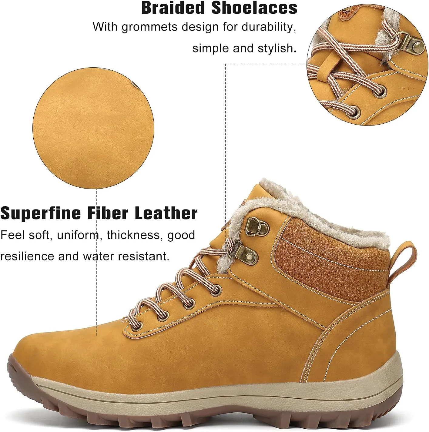 Mishansha Men Women Winter Snow Boots Warm Ankle Anti-Slip Water Resistant Hiking Trekking Walking