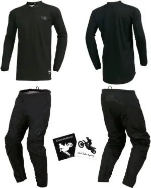 MX Outfit O'Neal Element Classic Black Men (W34/Large) Protective Pants Jersey riding bundle motocross dirt bike package