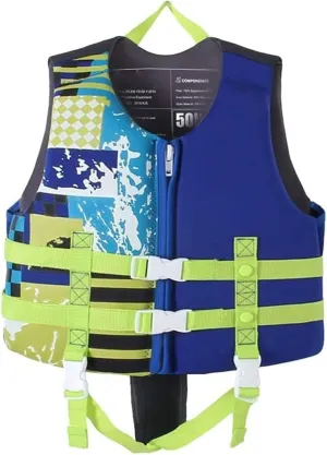 Neoprene Life Jacket, Flotation Jackets for Children with Adjustable Safety Strap and Zipper, Great for Boys Girls Swim Lesson
