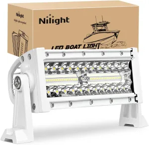 Nilight Marine LED Light Bar Navigation Lights 9.5 Inch White Spot Flood Combo Ponton Boat Deck Dock Lighting for Night Fishing T-top Stern Yacht Port Sailboat Trucks Tractors