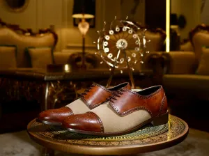 Noble garnet Oxford: Two-Tone Suede & Leather Cap-Toe Shoes