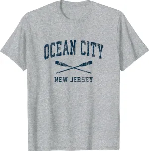 Ocean City New Jersey Vintage Nautical Paddles Sports Oars T-Shirt