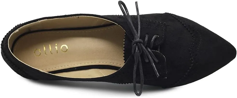 Ollio Womens Ballets Shoes Flats Pointed Toe Oxford 1M1818
