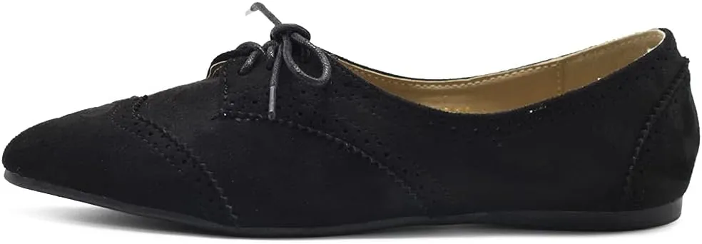 Ollio Womens Ballets Shoes Flats Pointed Toe Oxford 1M1818