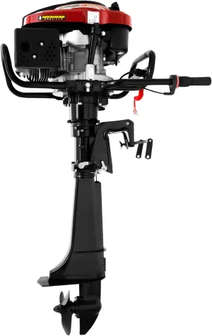 Outboard Motor Boat Engine 7HP 4 Stroke Gas Powered Boat Engine with TCI Ignition System & Air Cooling 196CC Heavy Duty Outboard Boat Motor for Fishing Boats, Dinghies, Inflatable Boats