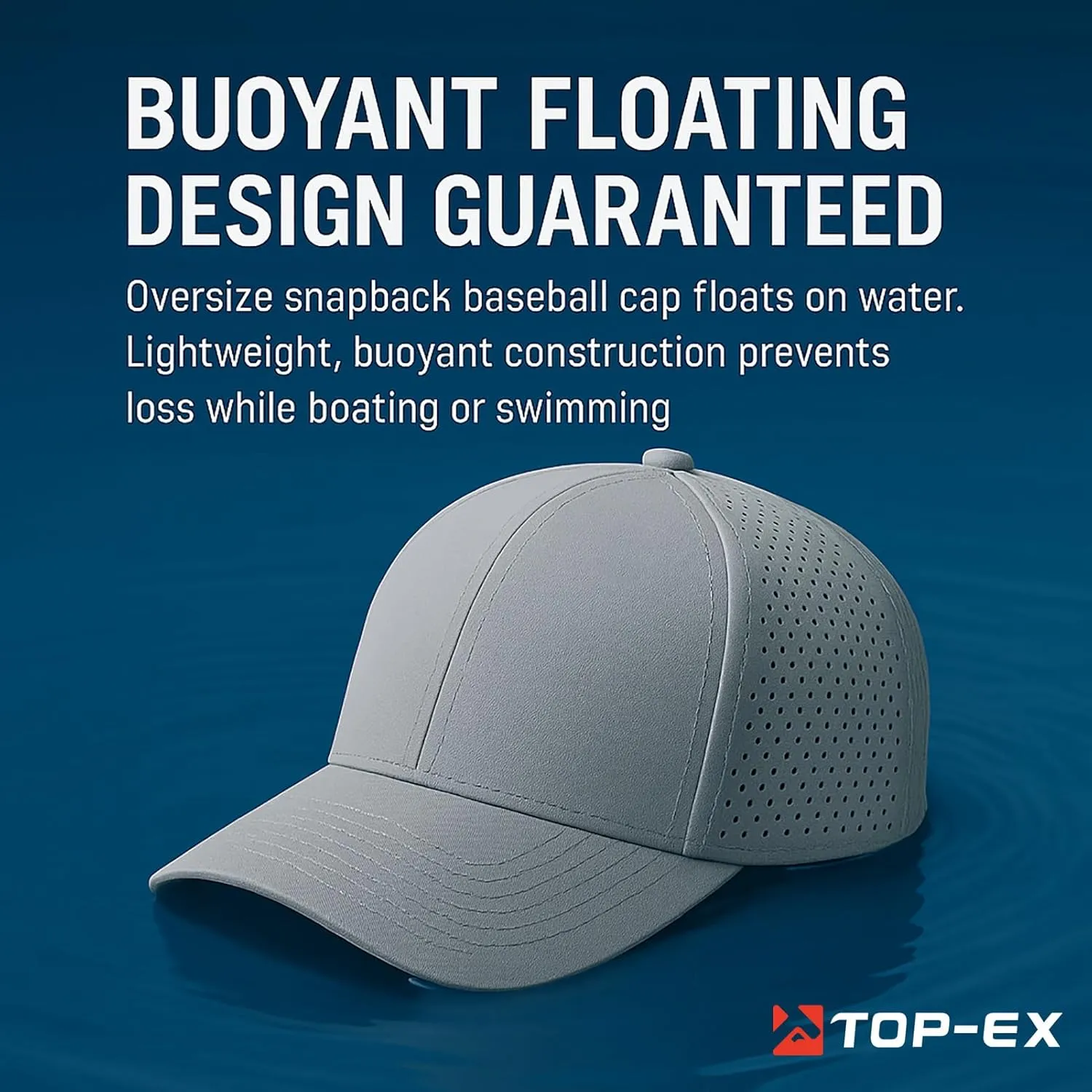 Oversize XL/XXL Snapback Baseball Cap Hydro Performance Cool Hat Water Repellent Golf Boat Beach Workout