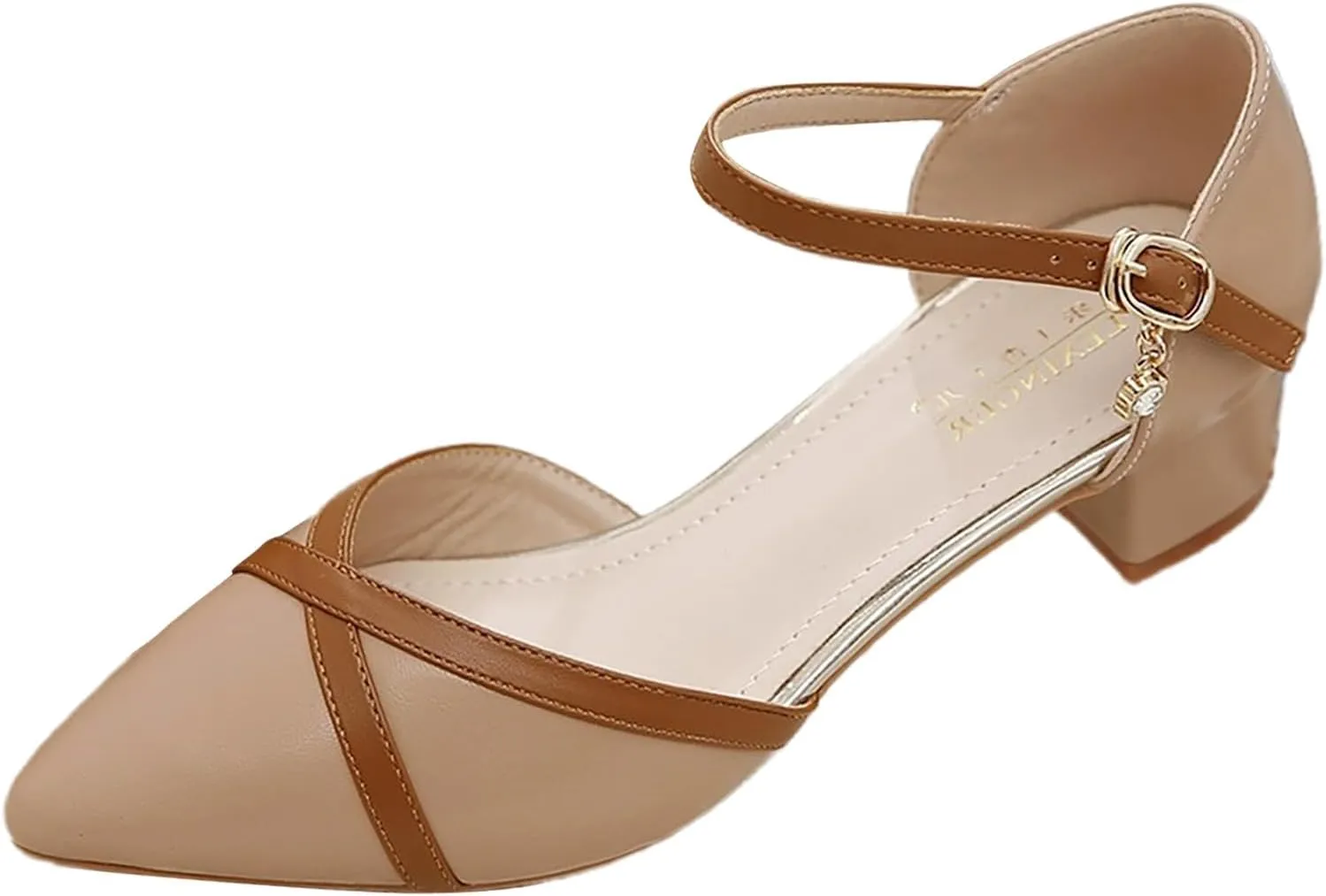 Package Head Sandals Female Spring And Summer Ladies New With Thick With Buckle In With Pointed Glitter High Heels