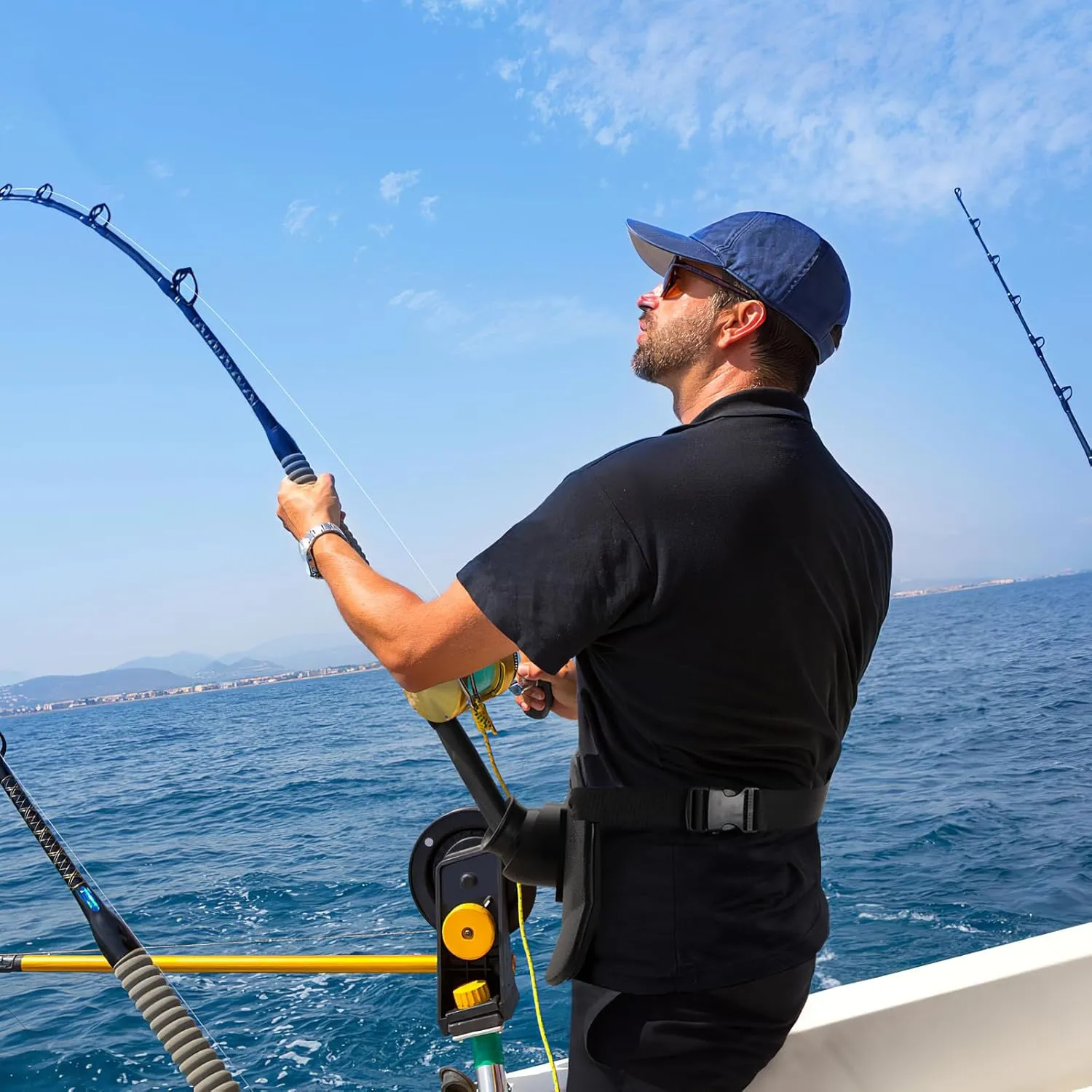 PELLOR 360°Adjustable Padded Fishing Fighting Belt Offshore Tackle Boat Fishing Rod Holder