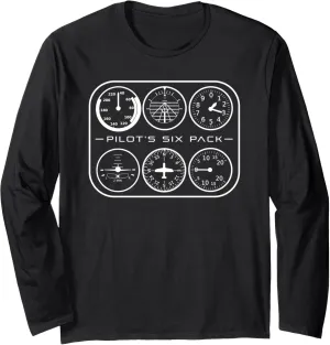 Pilot's Six Pack | Flight Instruments Aviation Long Sleeve T-Shirt