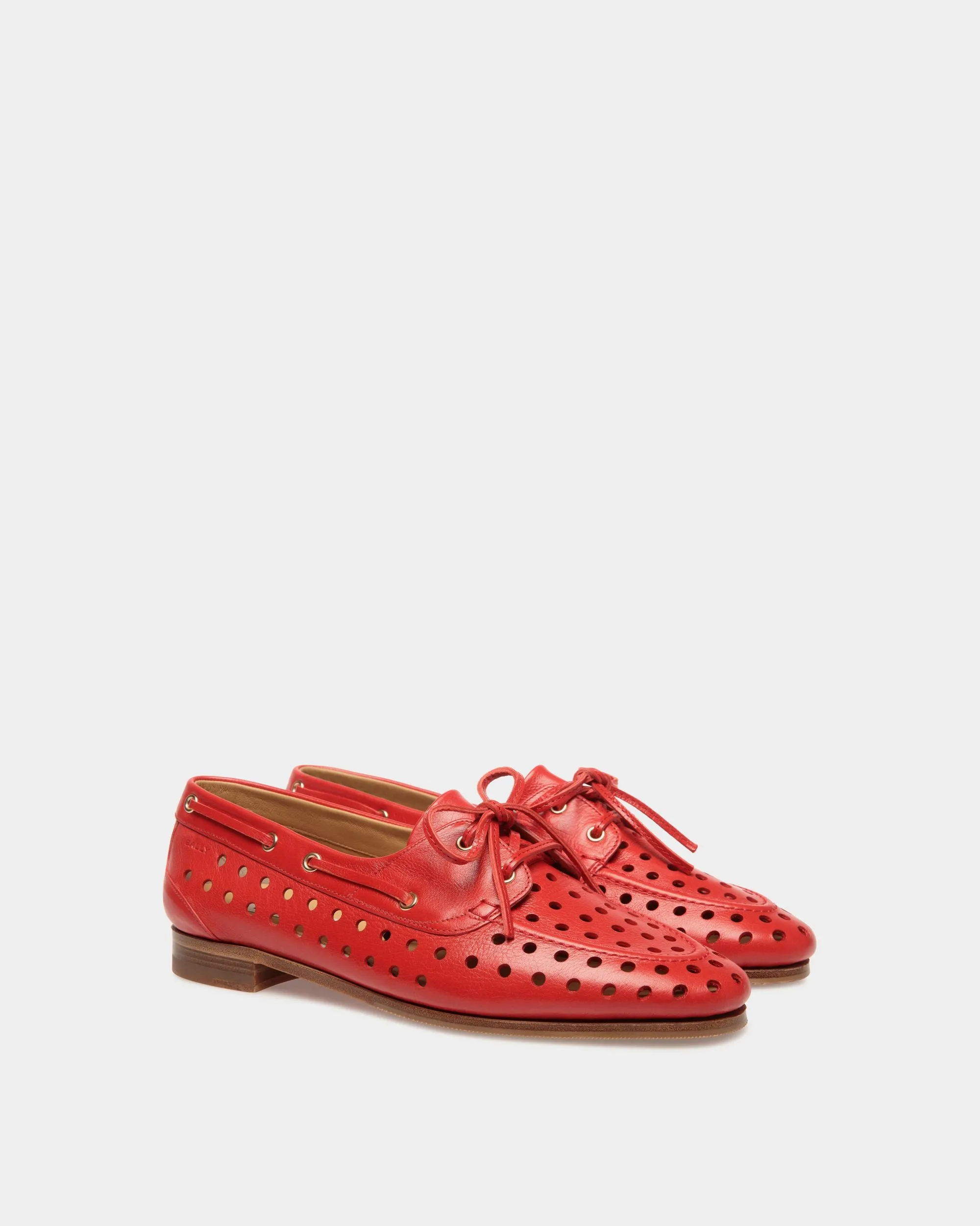 Plume Moccasin in Red Leather