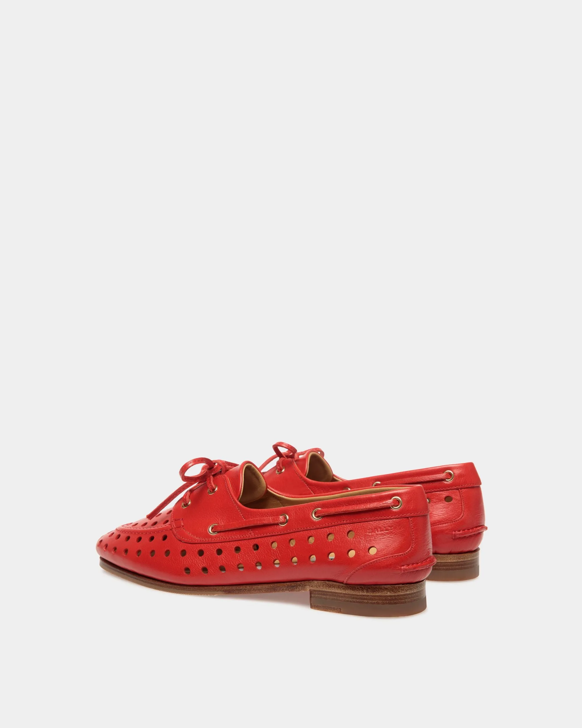 Plume Moccasin in Red Leather