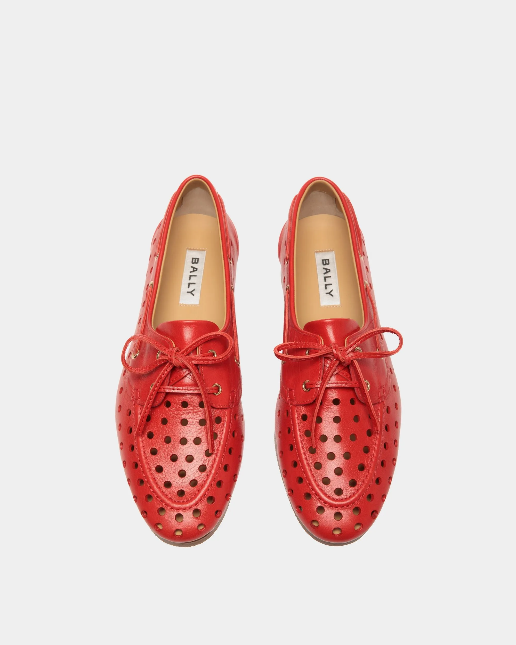 Plume Moccasin in Red Leather