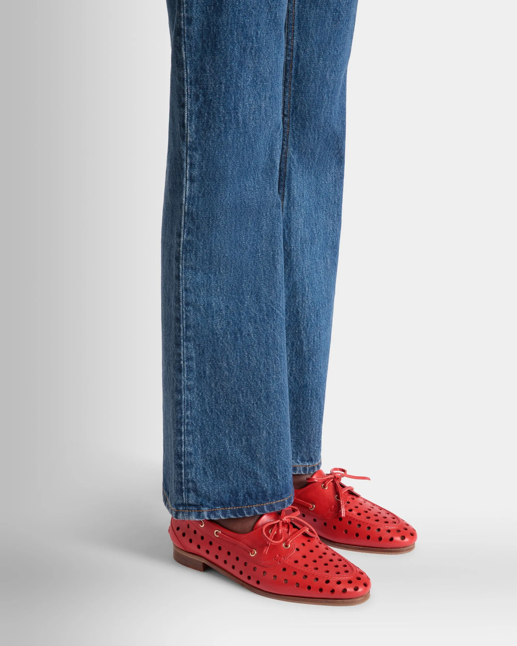 Plume Moccasin in Red Leather