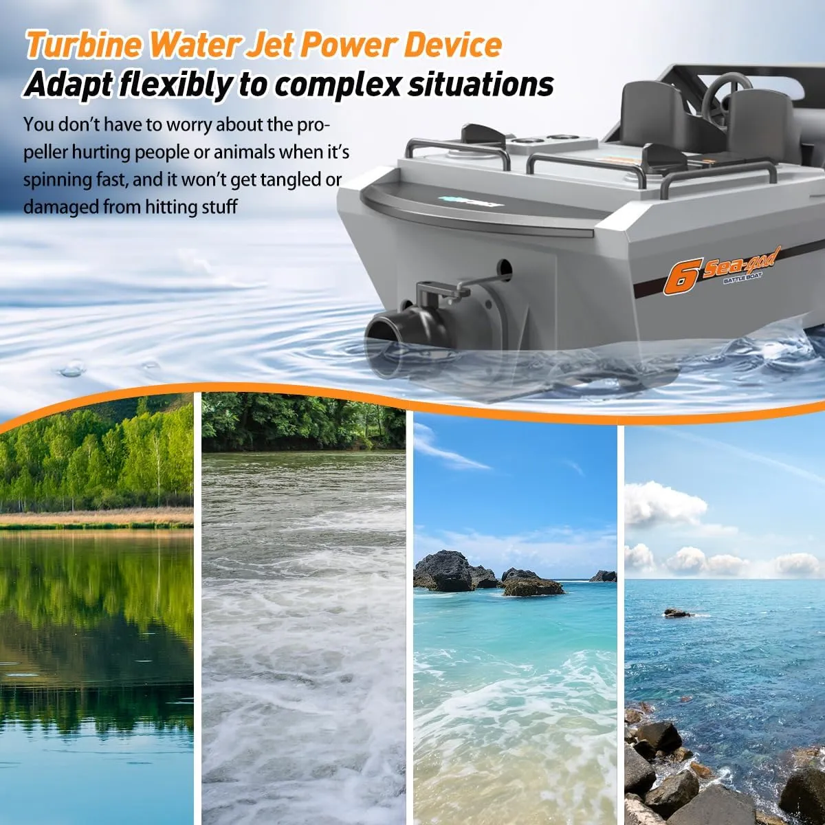 Rc Boat for Pool, Remote Control Kart Boat with Turbine Water Jet/Brushless Power, 2.4ghz Low-Speed 1:12 Scale Model Ship for Kids Adults