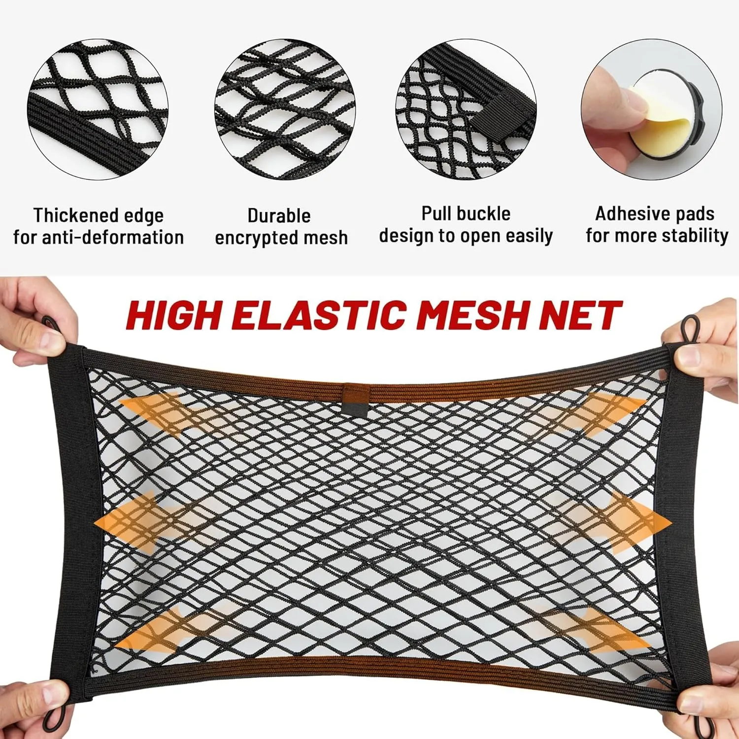 RED WOLF 2 Pcs Small Cargo Net Pocket Elastic Mesh Netting Car Mesh Pouch for Trunk RV Boats Home Cargo Storage with Screws and Hooks (17.7'' x 9.8'')